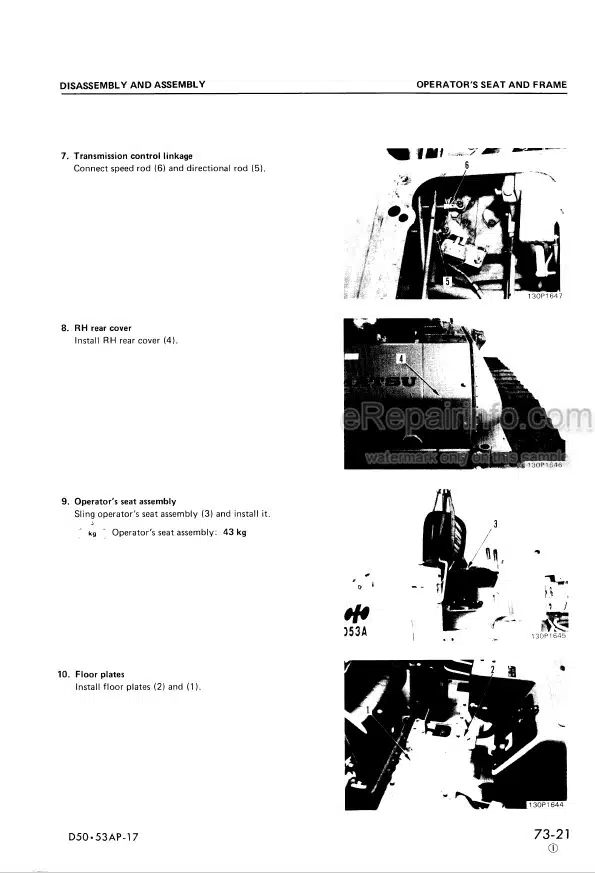 Photo 7 - Komatsu D50A-17 D50P-17 D53A-17 D53P-17 Shop Manual Bulldozer SEBM01301707 SN 80001-