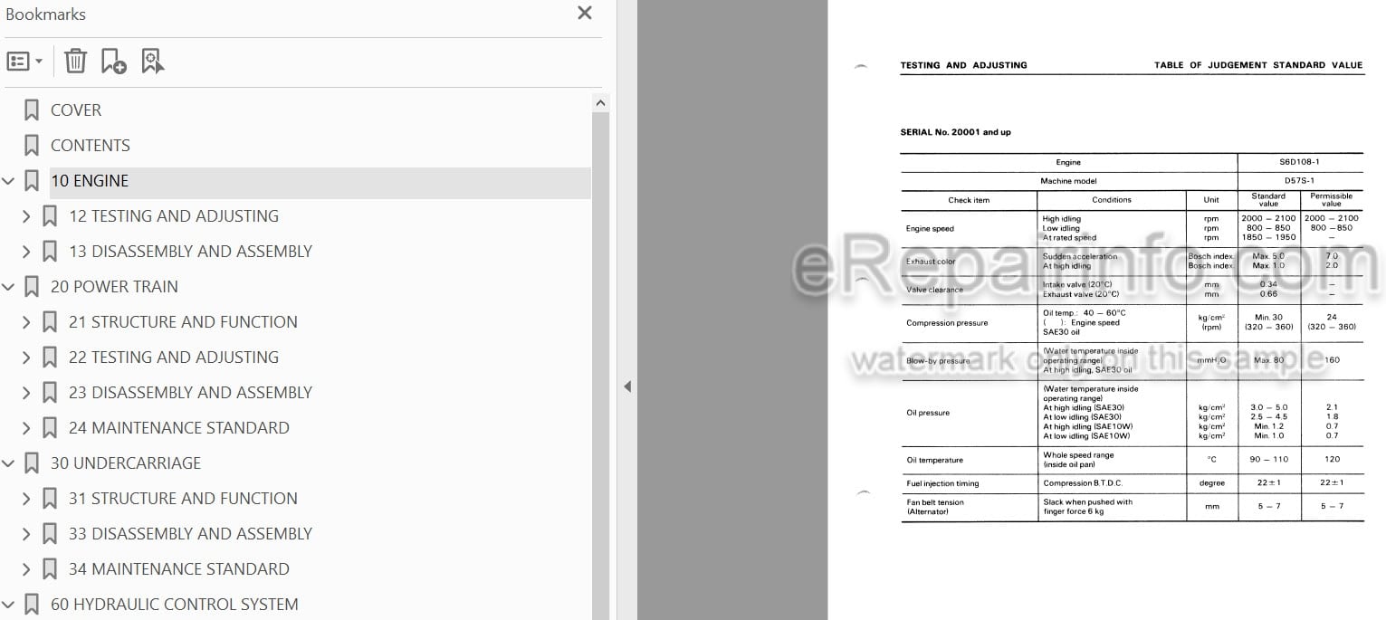 Photo 5 - Komatsu D57S-1 Shop Manual Crawler Loader SEBM0135A05 SN 6501-