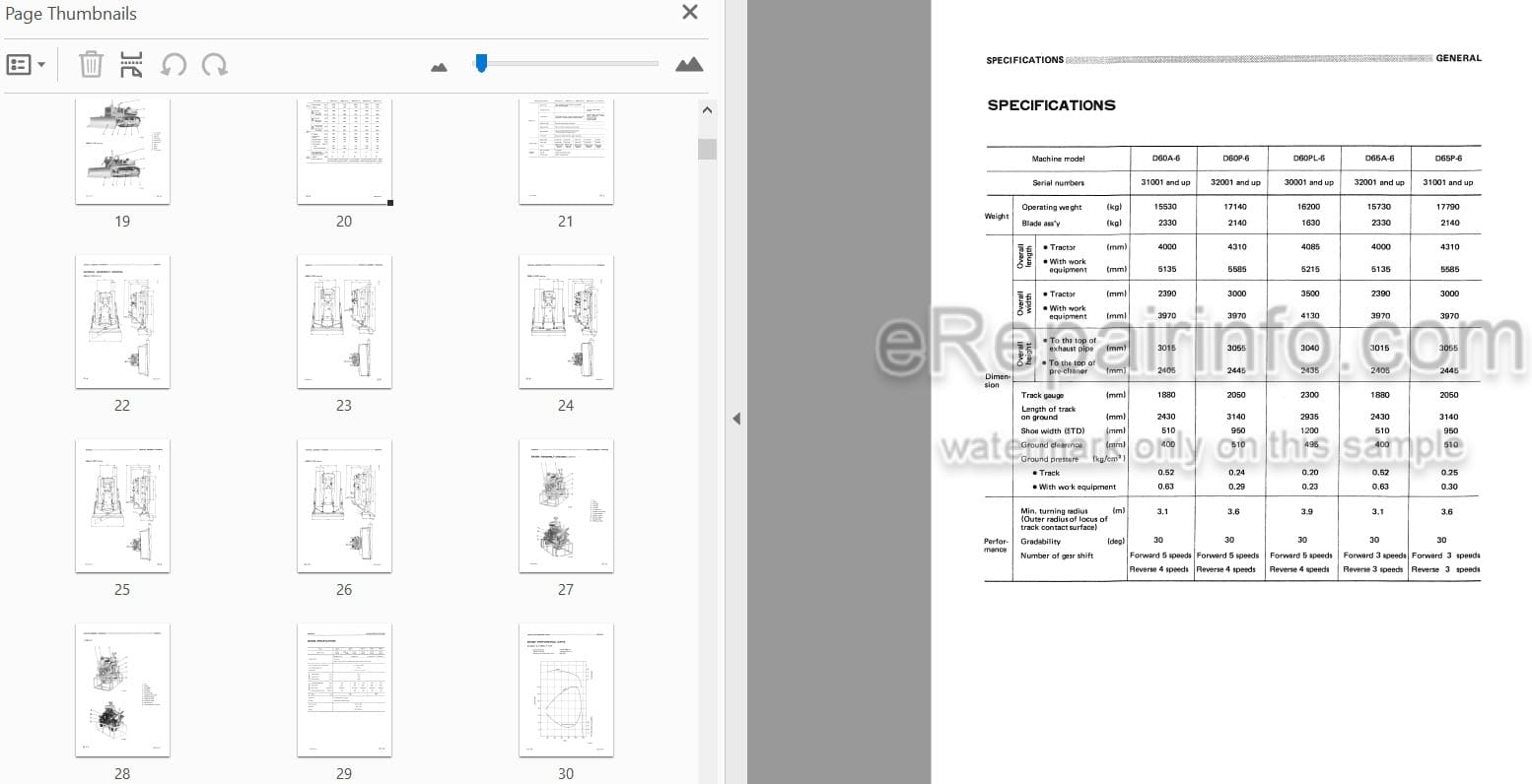 Photo 4 - Komatsu D60A-6 D60P-6 D60PL-6 D65A-6 D65P-6 Shop Manual Bulldozer SEBM0144B01