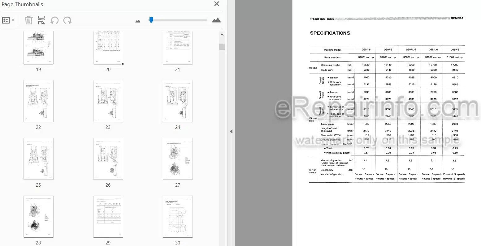 Photo 4 - Komatsu D60A-6 D60P-6 D60PL-6 D65A-6 D65P-6 Shop Manual Bulldozer SEBM0144B01