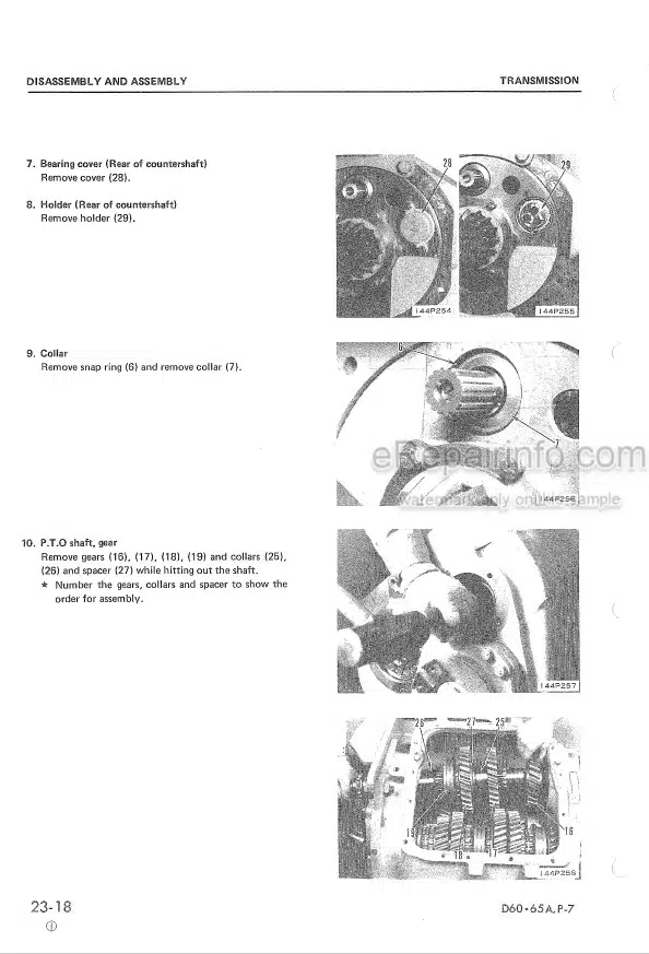 Photo 8 - Komatsu D60A-7 D60E-7 D60P-7 D60PL-7 D65A-7 D65E-7 D65P-7 Shop Manual Bulldozer SEBM0144C02 SN 40001-