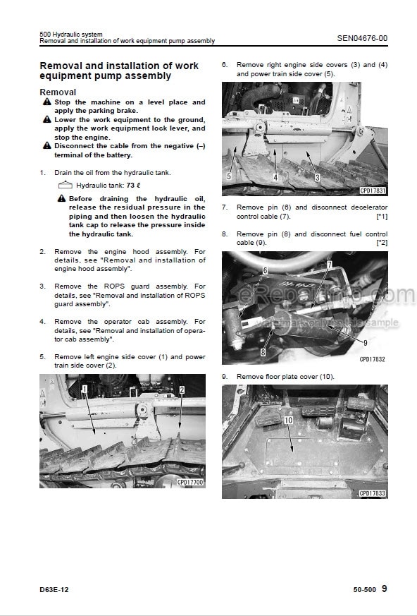 Photo 3 - Komatsu D63E-12 Shop Manual Bulldozer SEN04151-00 SN 2001-