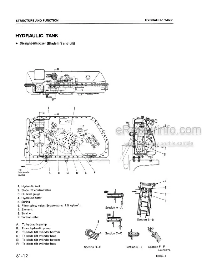 Photo 5 - Komatsu D68E-1 D68E-1A D68P-1 D68P-1A Shop Manual Bulldozer SEBMU1440102 SN1001- B1001- 45590-