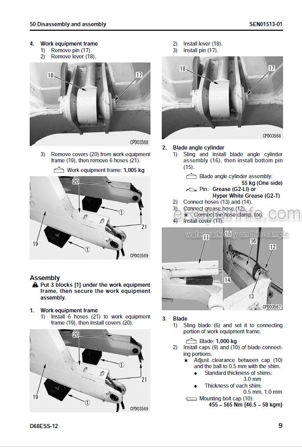 Photo 6 - Komatsu D68ESS-12 Shop Manual Bulldozer SEN01128-05 SN 1001- J10001-