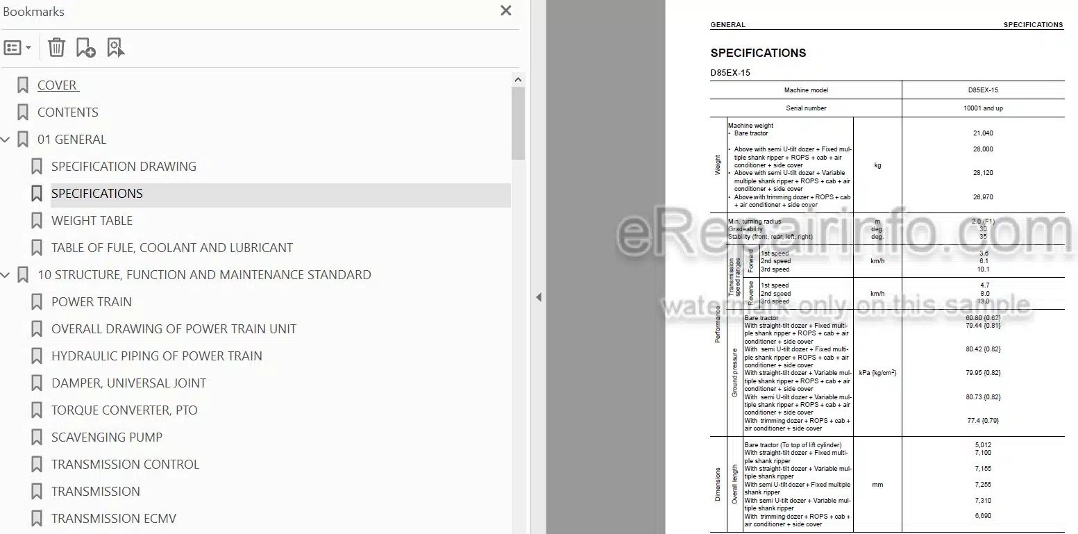 Photo 3 - Komatsu D85EX-15 D85PX-15 Shop Manual Bulldozer SEBM029108 SN 10001- 1001-