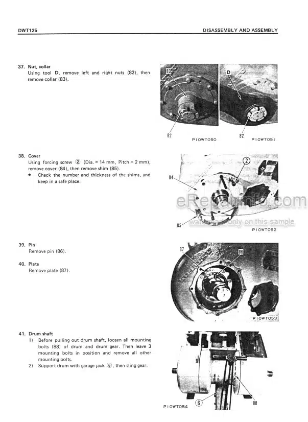 Photo 1 - Komatsu DWT031 DWT045 DWT053 DWC040 DWC050 DWC060 DWC080 DWT083 DWT125 Shop Manual Towing Winch SEBT010WT04