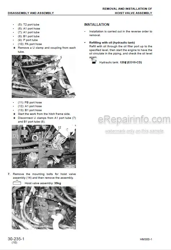 Photo 4 - Komatsu HM300-1 Shop Manual Articulated Dump Truck SEBM024815 SN 1001-