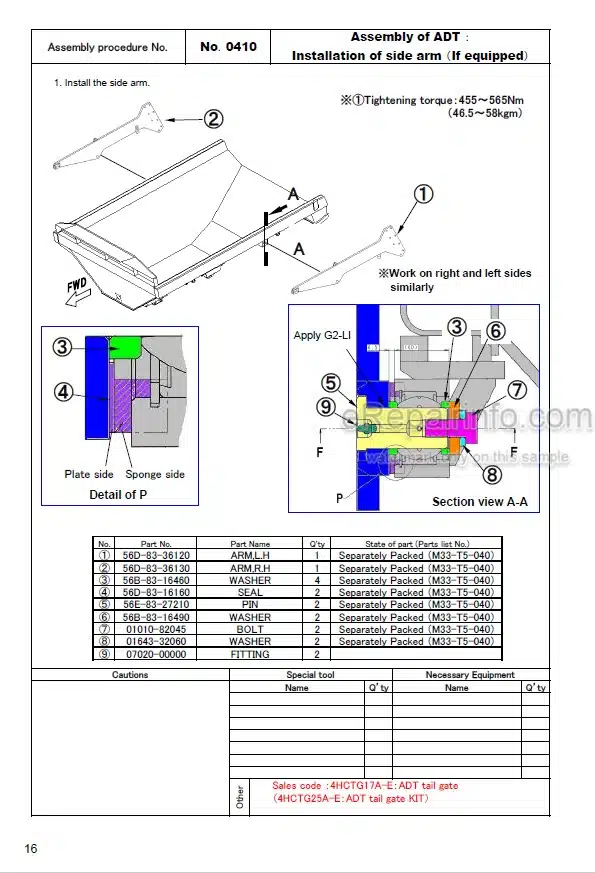 Photo 4 - Komatsu HM300-3 Field Assembly Instructions Articulated Dump Truck GEN00111-03 SN 3001-