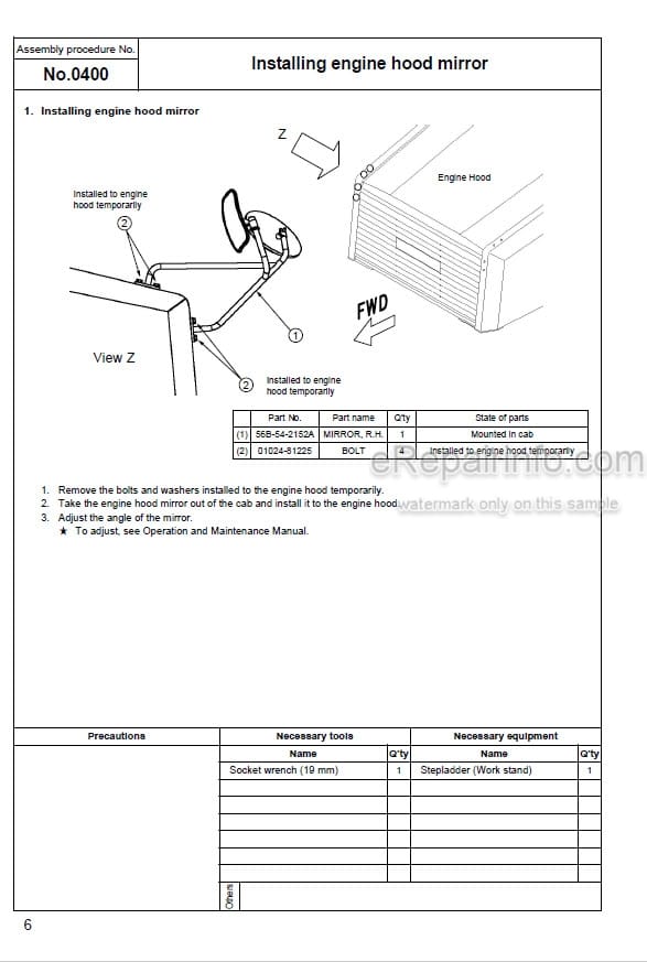 Photo 8 - Komatsu HM350-2 Field Assembly Instructions Articulated Dump Truck GEN00041-03 SN 2001-