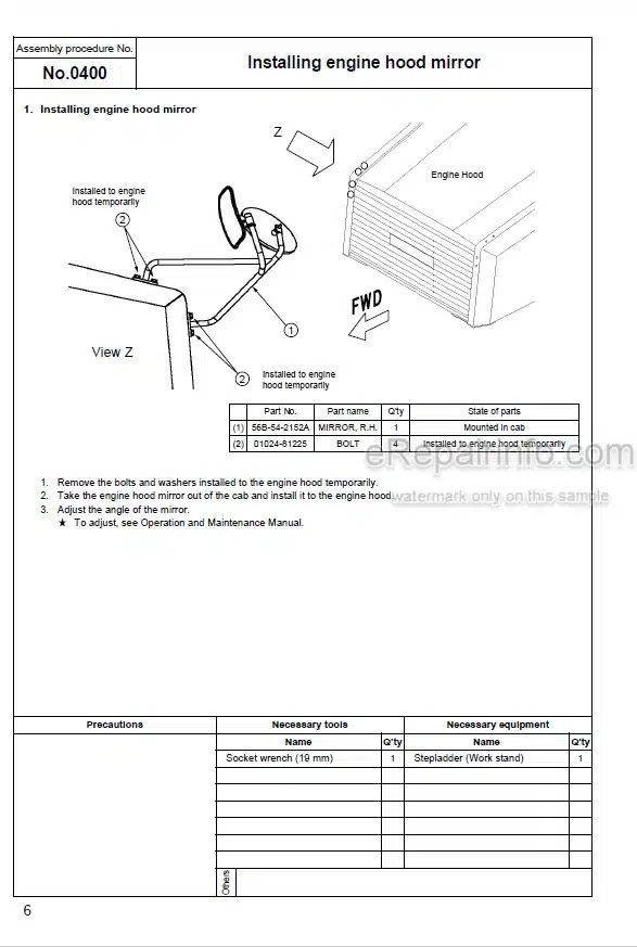 Photo 6 - Komatsu HM300-3 Field Assembly Instructions Articulated Dump Truck GEN00111-03 SN 3001-