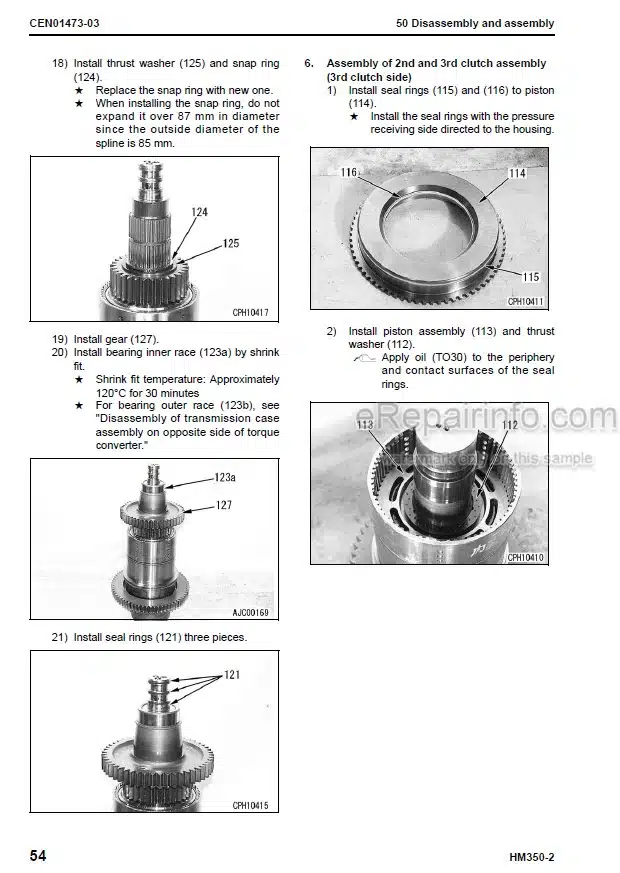 Photo 6 - Komatsu HM350-2 Shop Manual Articulated Dump Truck CEBM007801 SN A11001-