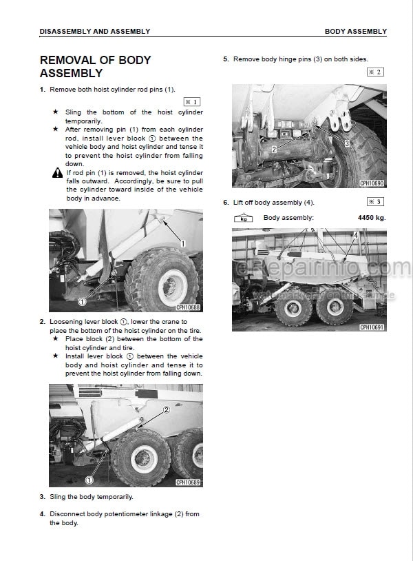 Photo 12 - Komatsu HM400-1 Shop Manual Articulated Dump Truck SEBM023017 SN 1001-