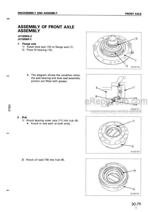 Photo 6 - Komatsu JV100A-2 JV100WA-2 JV100WP-2 Shop Manual Vibratory Roller SEBM011404 SN 11001- 21001- 31001-