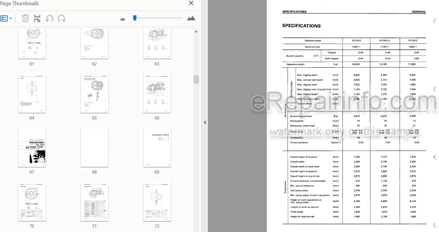 Photo 4 - Komatsu PC100-2 PC100L-2 PC120-2 Shop Manual Excavator SEBM0202B03