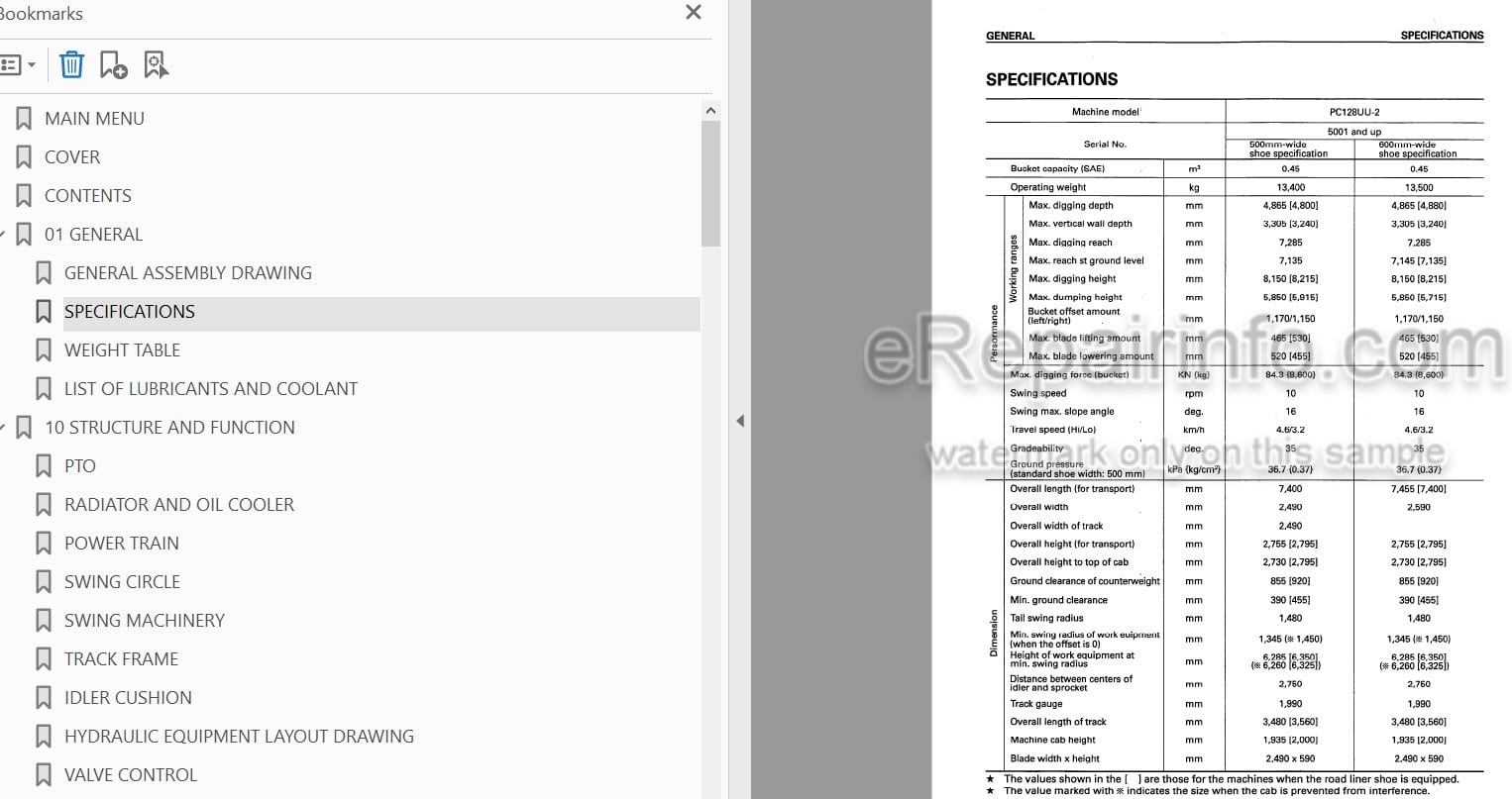 Photo 5 - Komatsu PC128UU-2 Shop Manual Hydraulic Excavator SEBM018506 SN 5001-