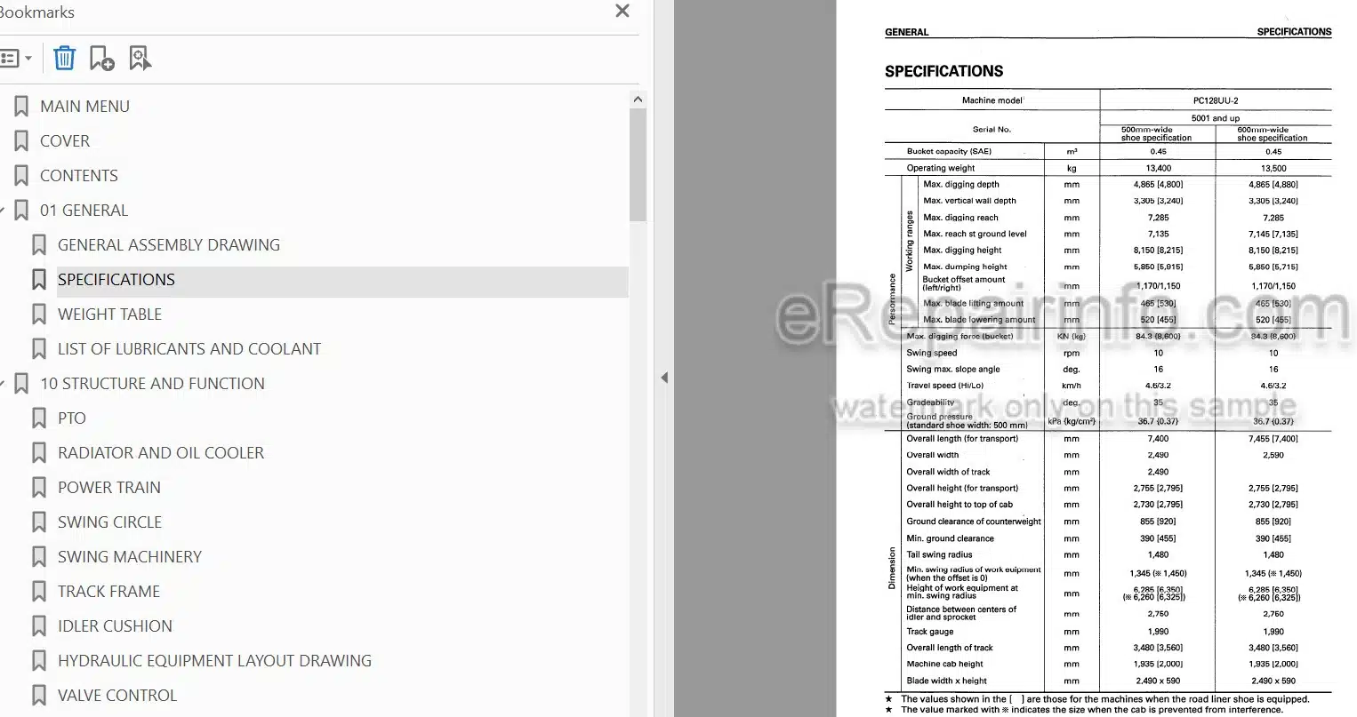 Photo 5 - Komatsu PC128UU-2 Shop Manual Hydraulic Excavator SEBM018506 SN 5001-