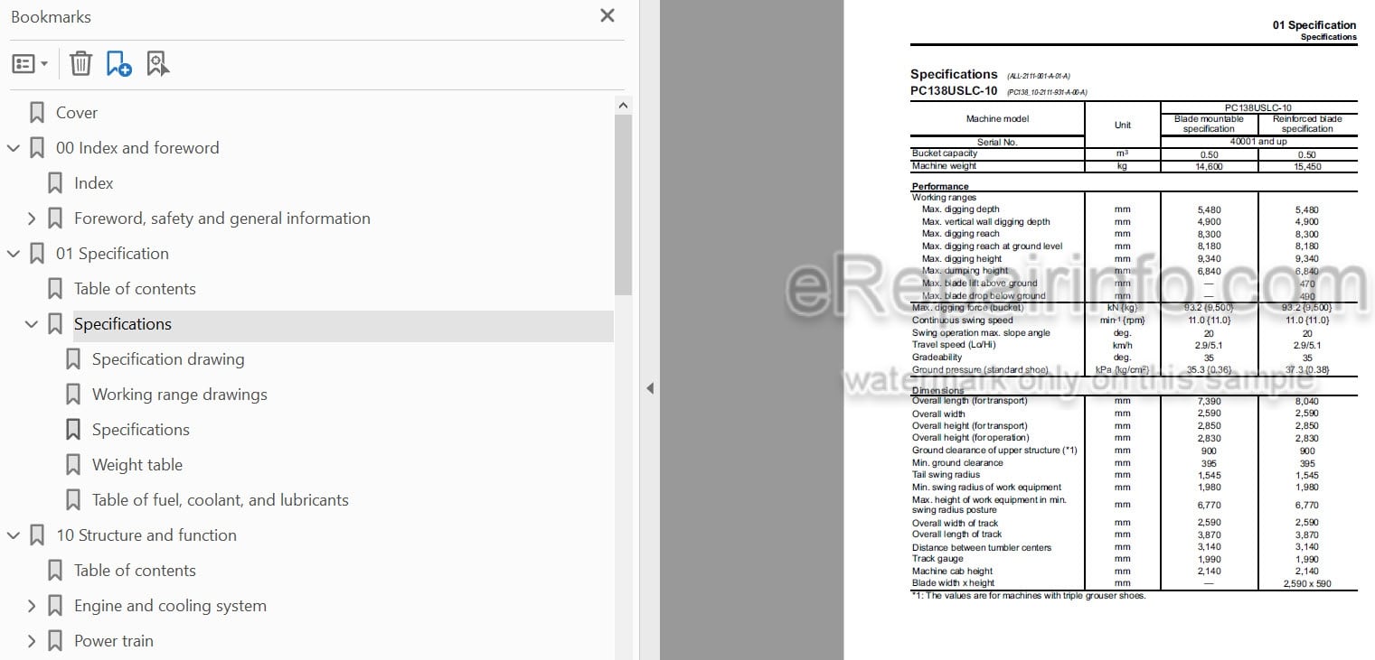 Photo 5 - Komatsu PC138USLC-10 Shop Manual Hydraulic Excavator SEN06062-01 SN 40001-