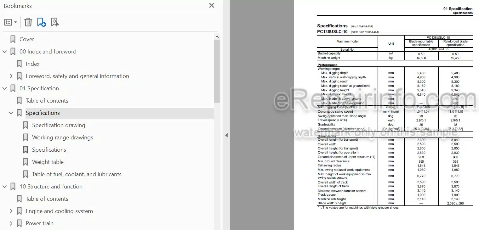 Photo 5 - Komatsu PC138USLC-10 Shop Manual Hydraulic Excavator SEN06062-01 SN 40001-