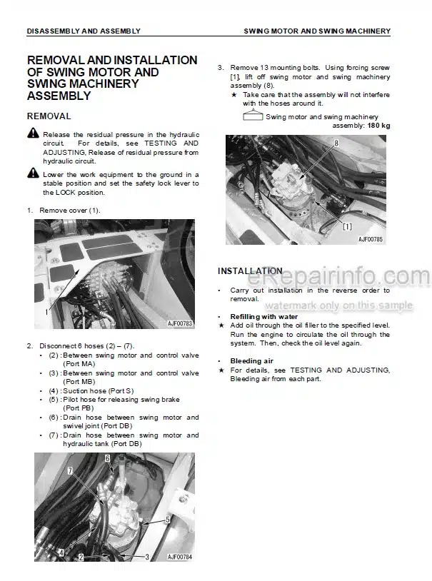 Photo 1 - Komatsu PC160LC-7K PC180LC-7K Shop Manual Hydraulic Excavator UEBM002200 SN K40001-