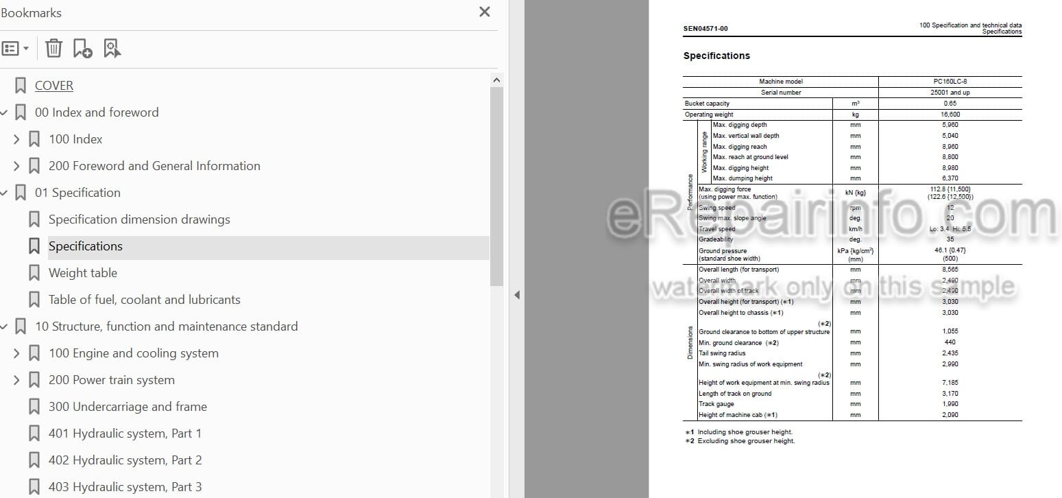 Photo 5 - Komatsu PC160LC-8 Shop Manual Hydraulic Excavator SEN04566-00TH SN C20001-