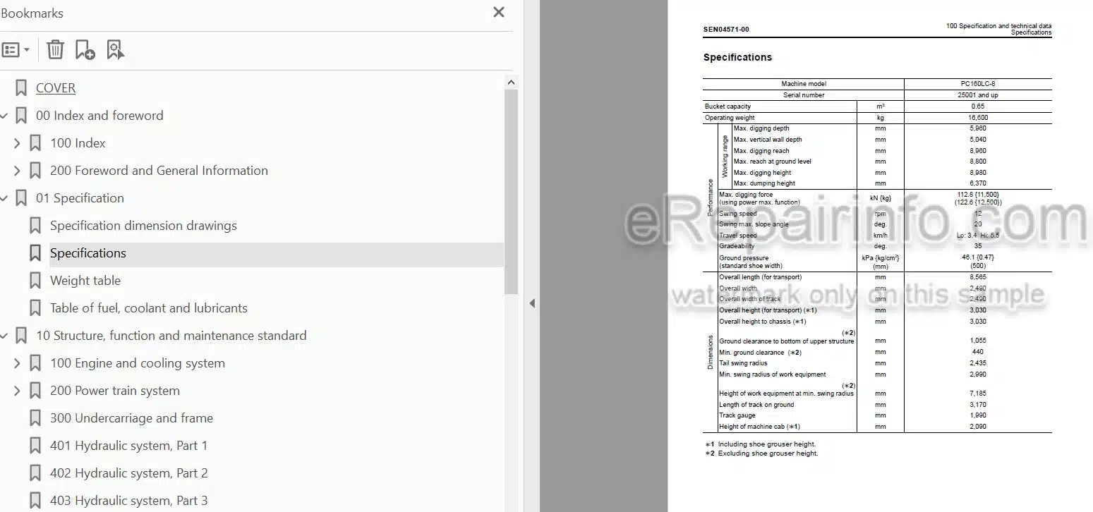 Photo 5 - Komatsu PC160LC-8 Shop Manual Hydraulic Excavator SEN04566-00TH SN C20001-