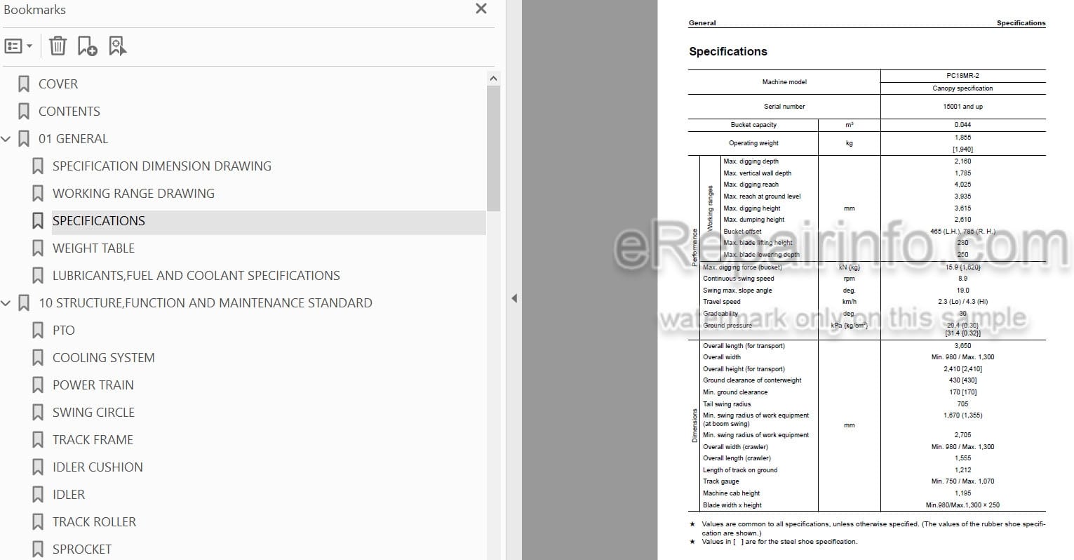 Photo 3 - Komatsu PC18MR-2 Shop Manual Mini Excavator SEBM038404 SN 15001-