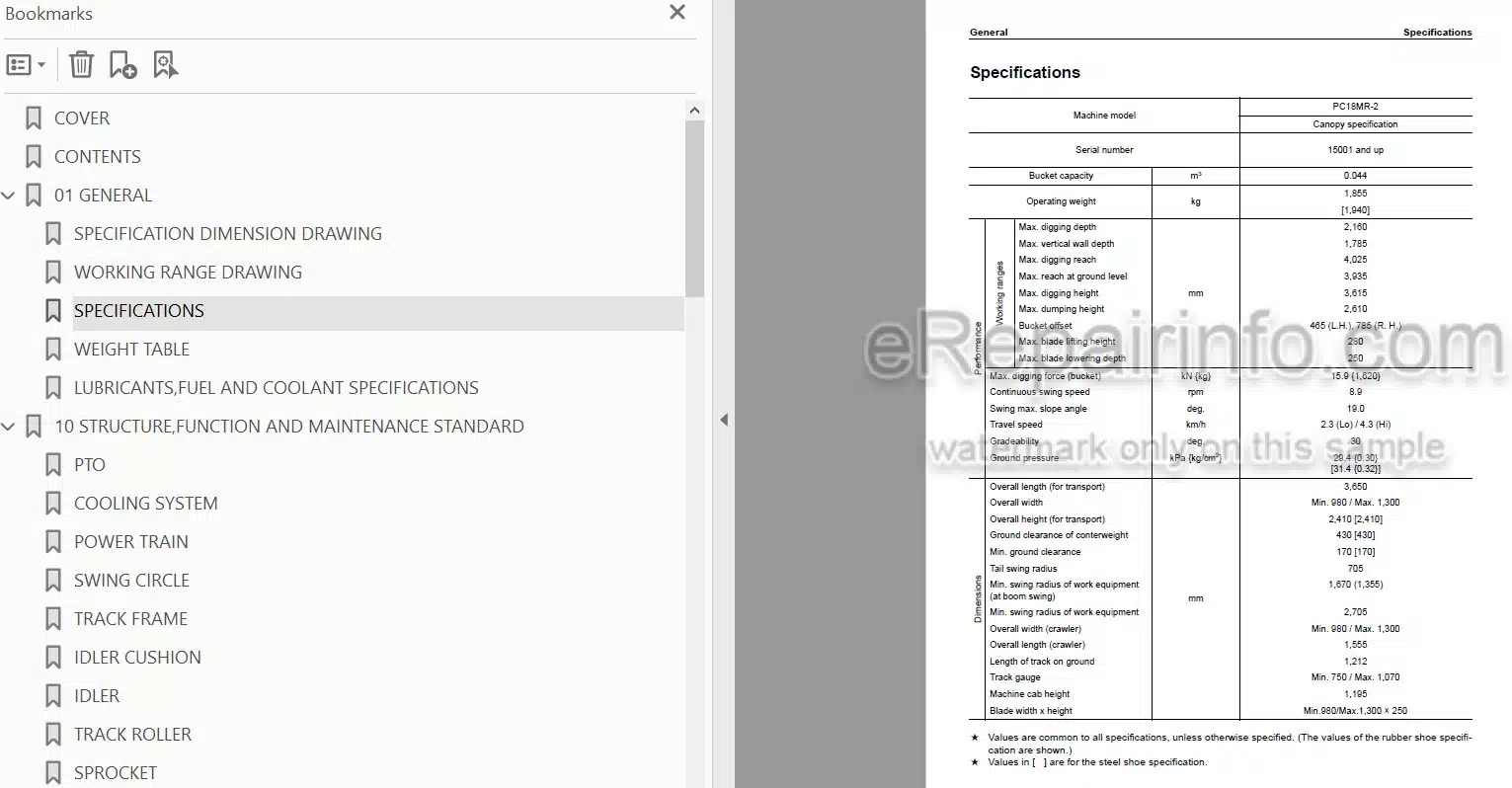 Photo 3 - Komatsu PC18MR-2 Shop Manual Mini Excavator SEBM038404 SN 15001-
