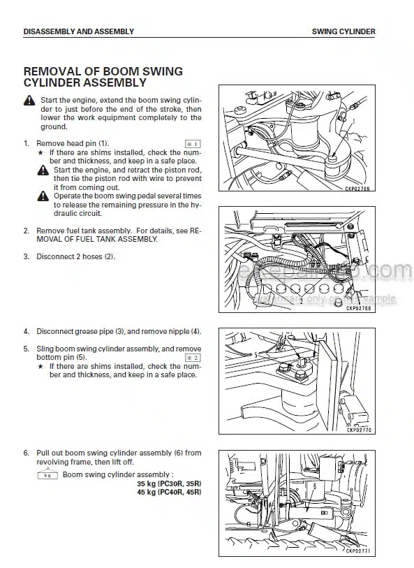 Photo 7 - Komatsu PC27MR-2 PC30MR-2 PC35MR-2 PC40MR-2 PC50MR-2 Shop Manual Mini Excavator SEBM032411