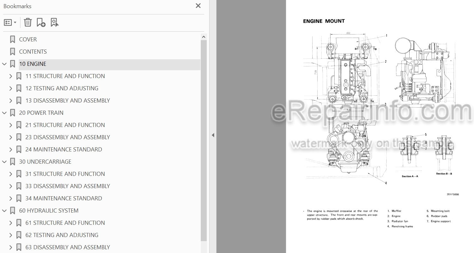 Photo 4 - Komatsu PC60-5 PC60L-5 PC60U-5 Shop Manual Hydraulic Excavator SEBM02010505