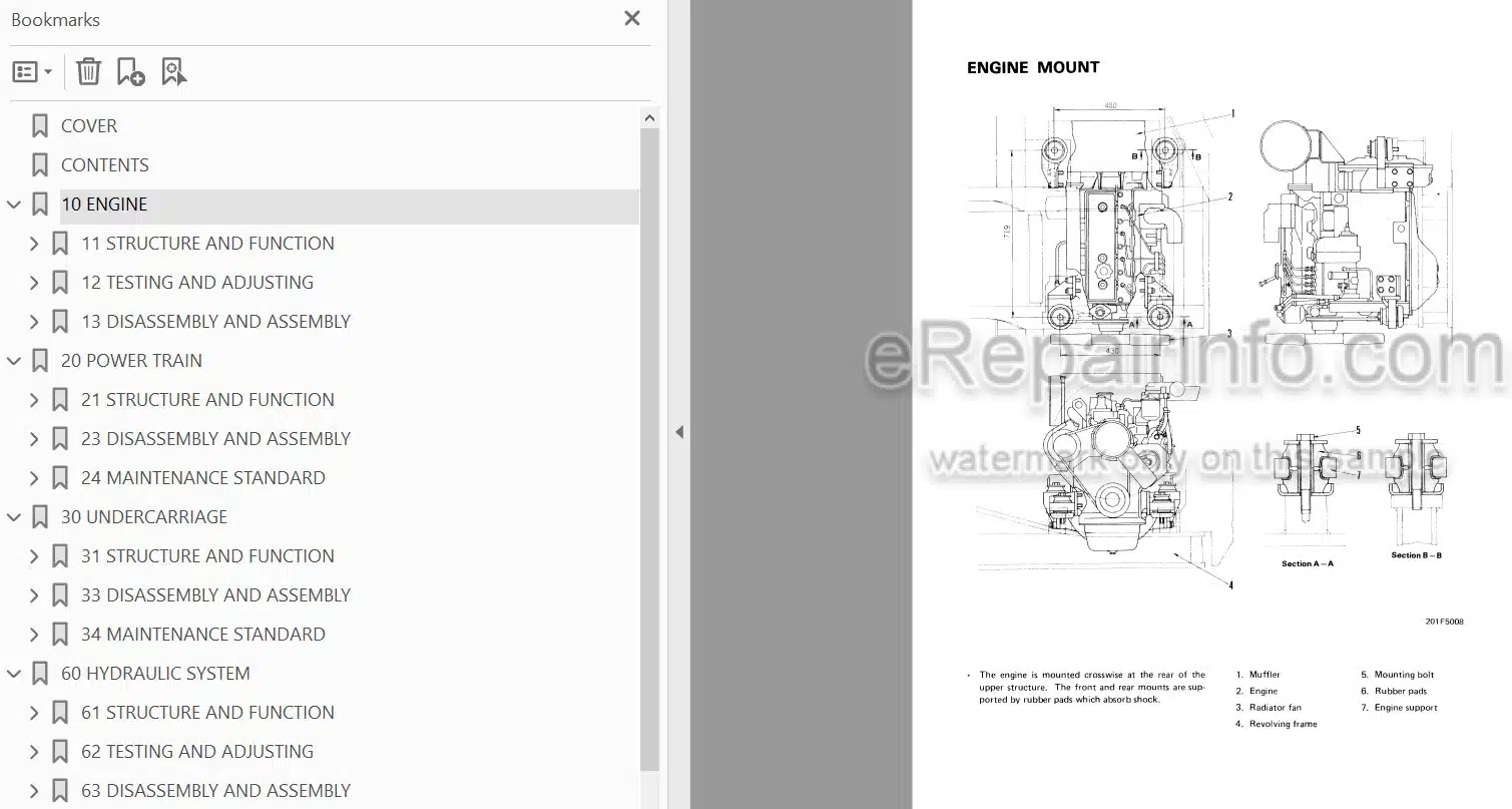 Photo 4 - Komatsu PC60-5 PC60L-5 PC60U-5 Shop Manual Hydraulic Excavator SEBM02010505