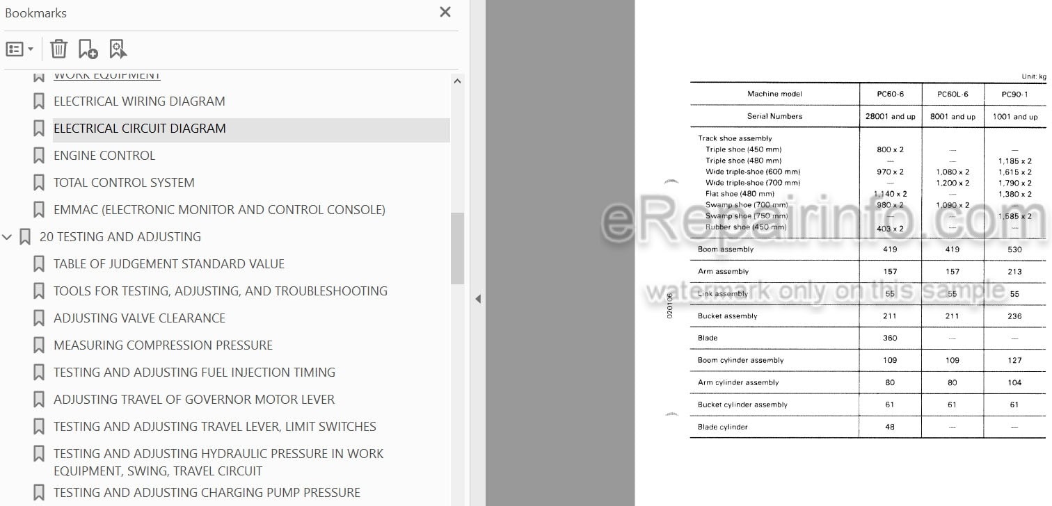 Photo 3 - Komatsu PC60-6 PC60L-6 PC90-1 Shop Manual Excavator SEBM02010607