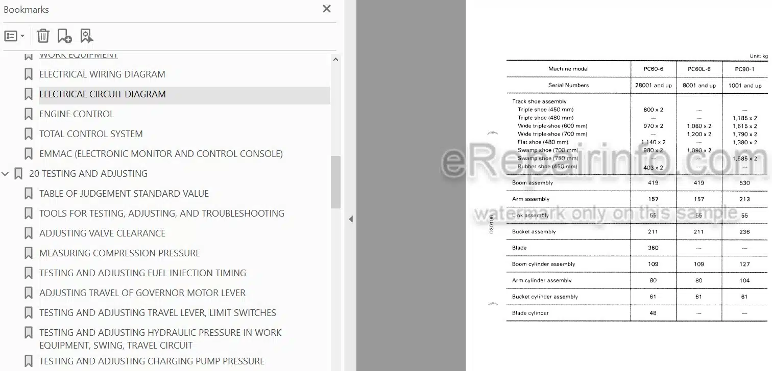 Photo 3 - Komatsu PC60-6 PC60L-6 PC90-1 Shop Manual Excavator SEBM02010607