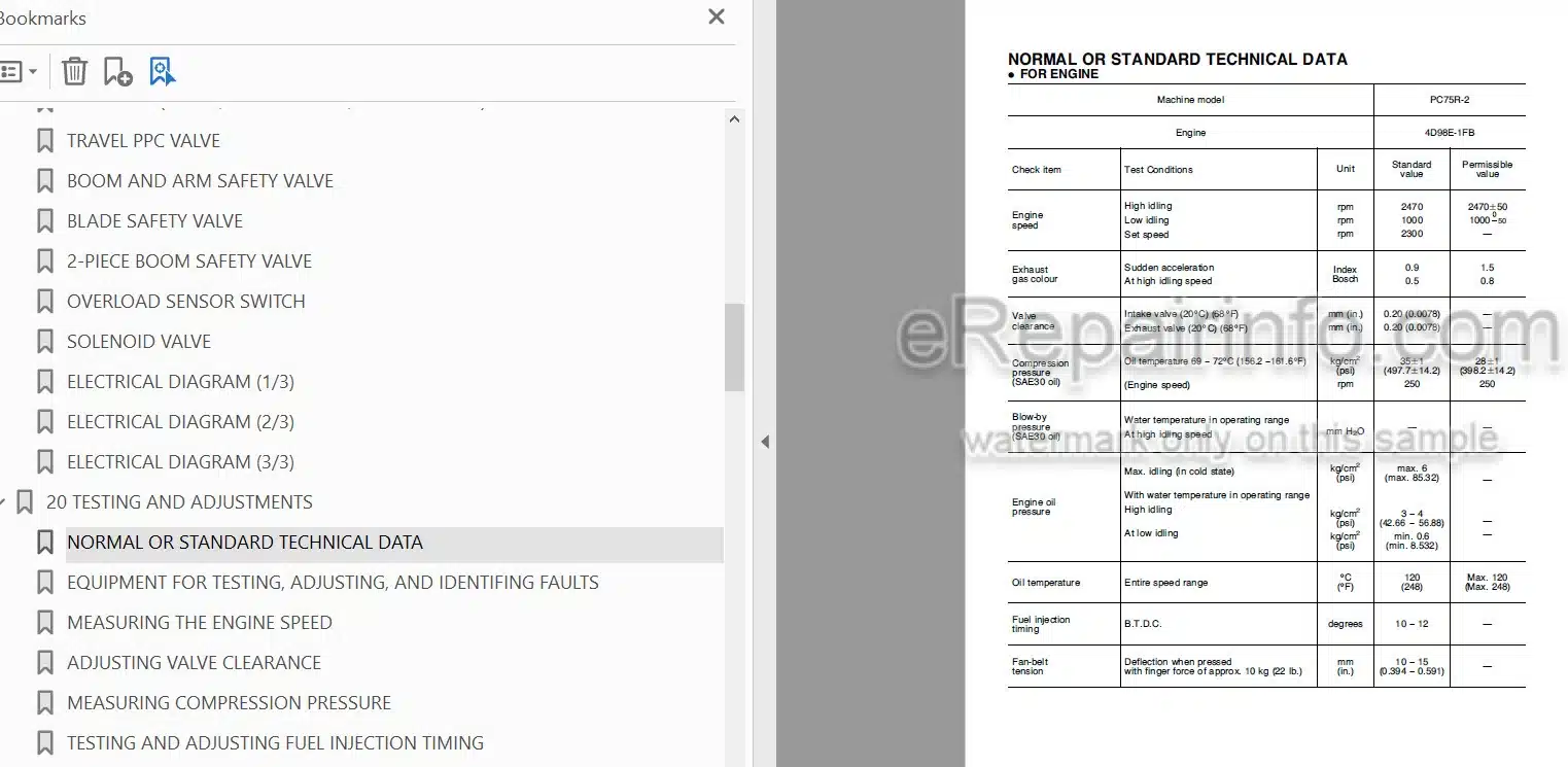 Photo 3 - Komatsu PC75R-2 Shop Manual Hydraulic Excavator WEBM002600 SN 22E5200001-