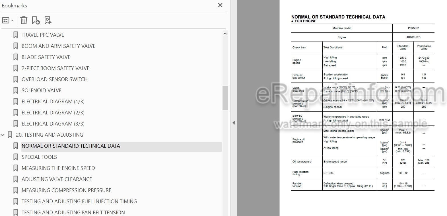Photo 5 - Komatsu PC75R-2 Shop Manual Hydraulic Excavator WEBM004000 SN 22E5200763-