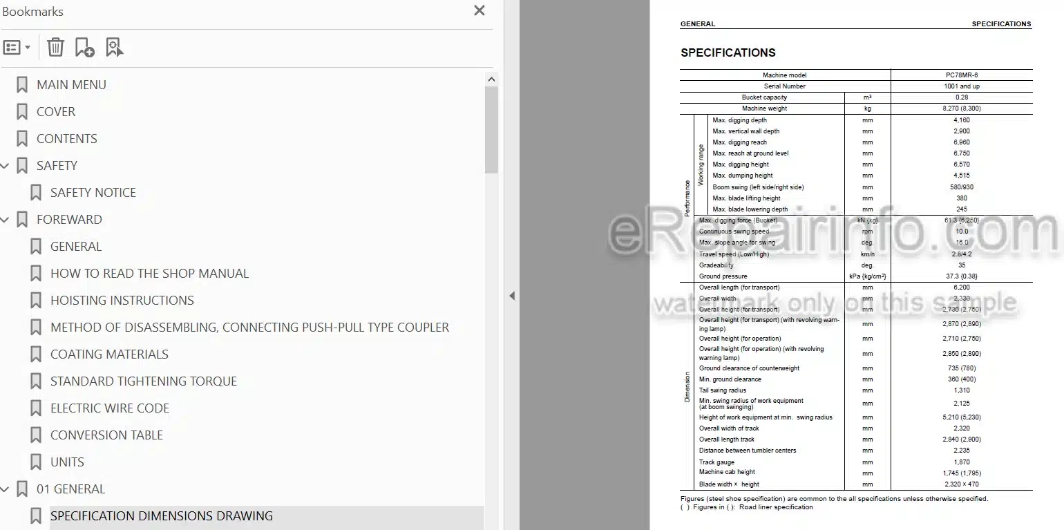 Photo 5 - Komatsu PC78MR-6 Shop Manual Mini Excavator SEBM030604 SN 1001-