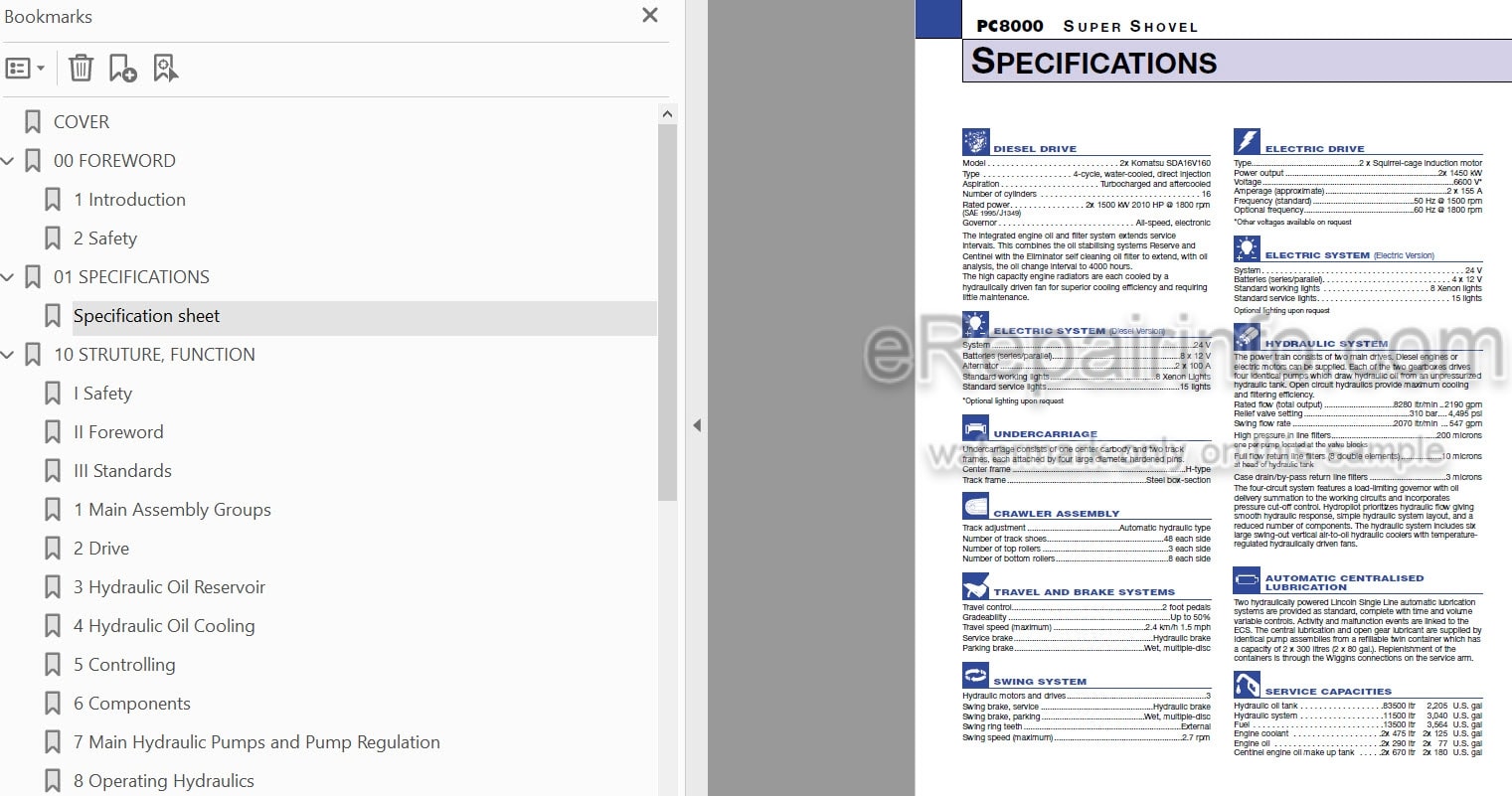 Photo 5 - Komatsu PC8000E-6 Shop Manual Hydraulic Excavator GZEBM12037-0 SN 12037-
