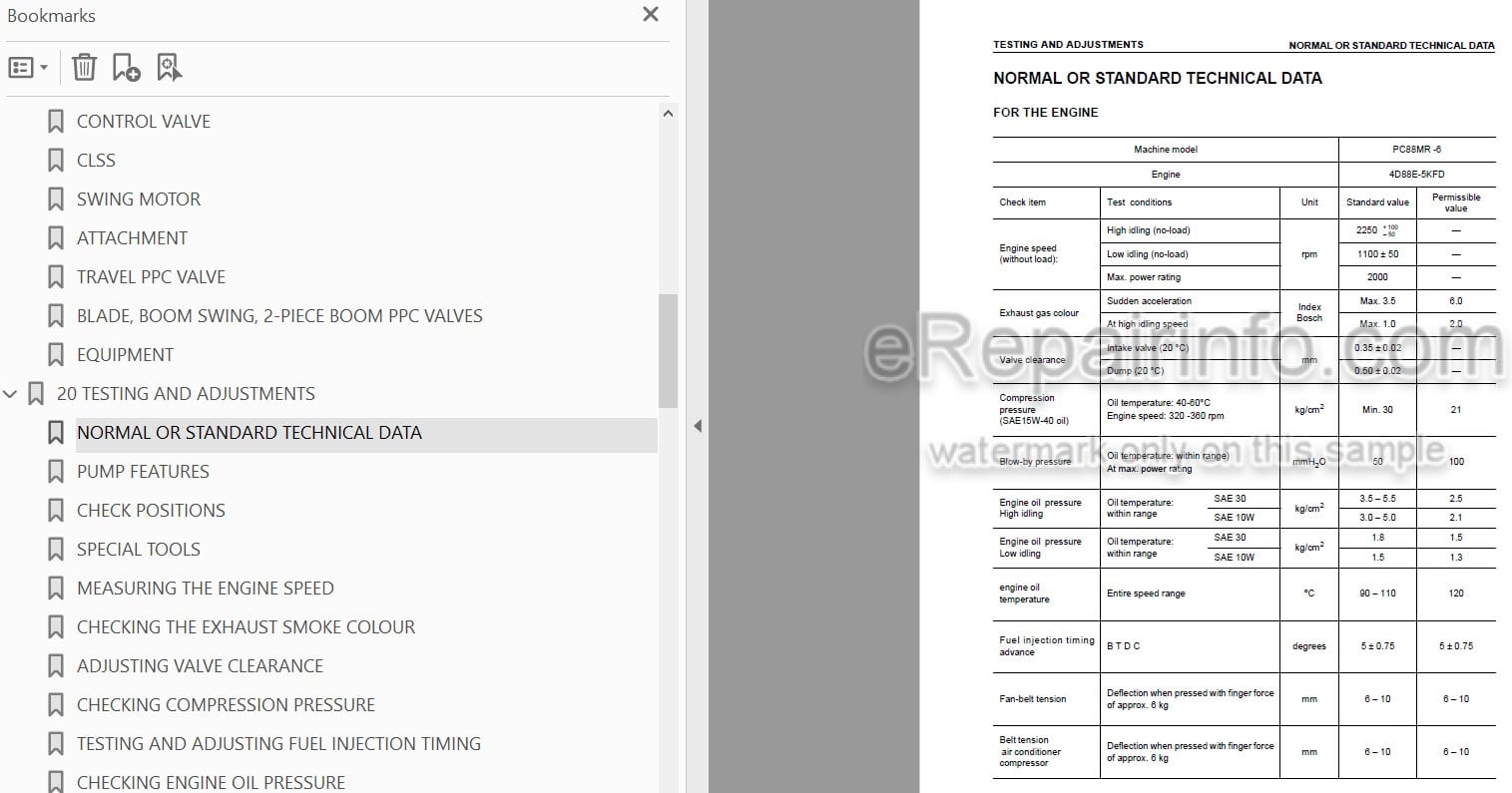 Photo 5 - Komatsu PC88MR-6 Shop Manual Hydraulic Excavator WEBM007200 SN F00003-