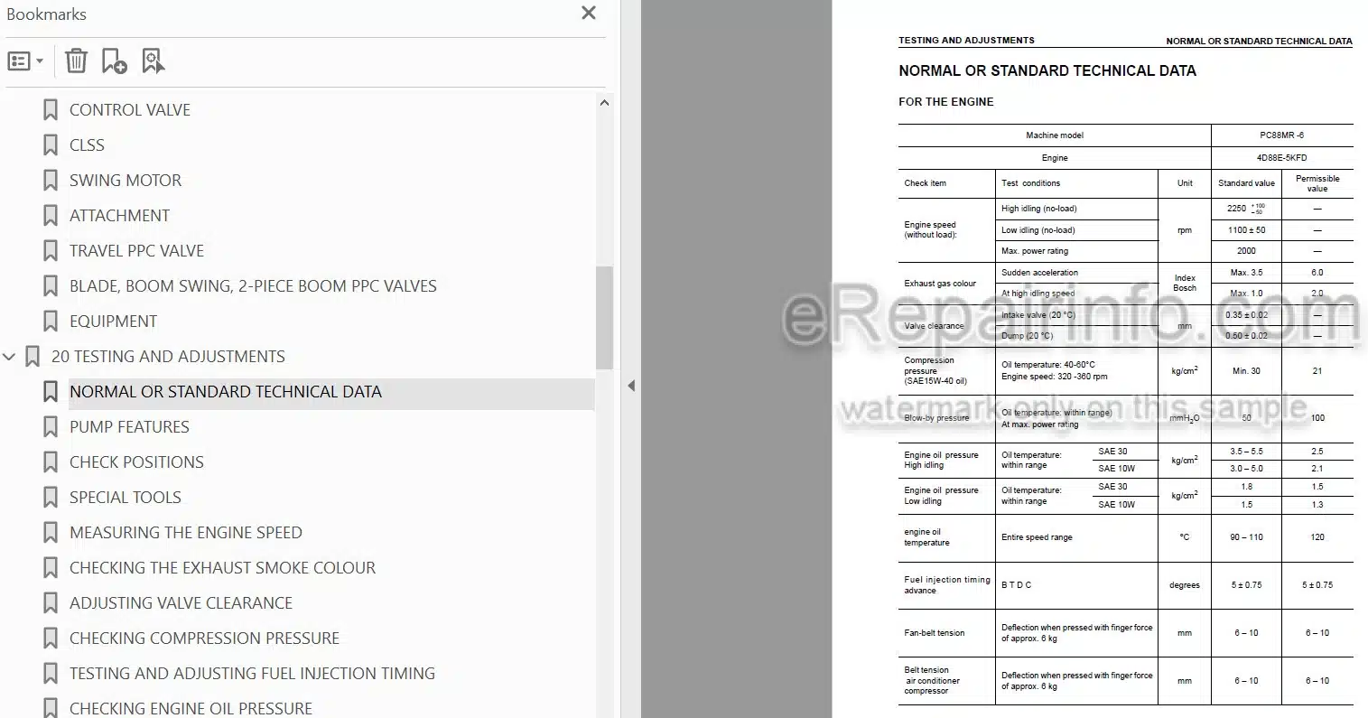Photo 5 - Komatsu PC88MR-6 Shop Manual Hydraulic Excavator WEBM007200 SN F00003-