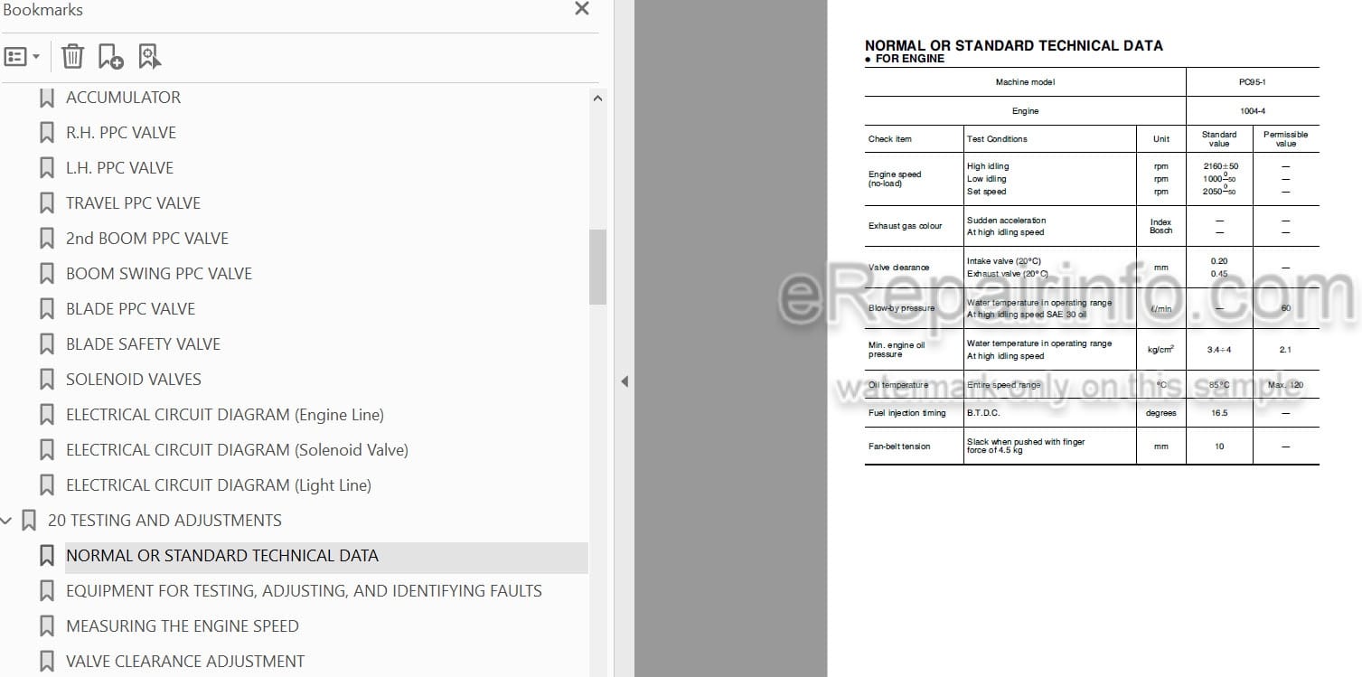 Photo 3 - Komatsu PC95-1 Shop Manual Hydraulic Excavator WEBMPC9500 SN 5000007-