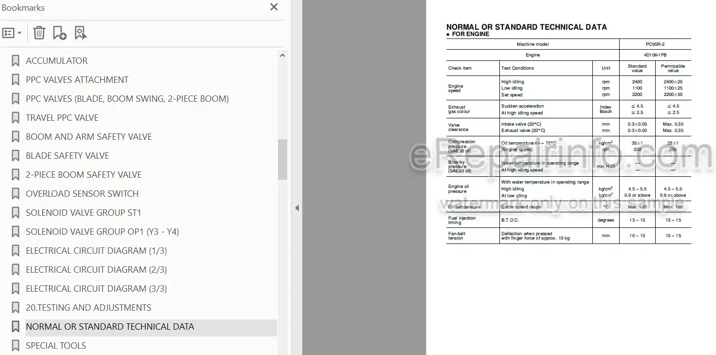 Photo 4 - Komatsu PC95R-2 Shop Manual Hydraulic Excavator WEBM001701 SN 21D5200330-