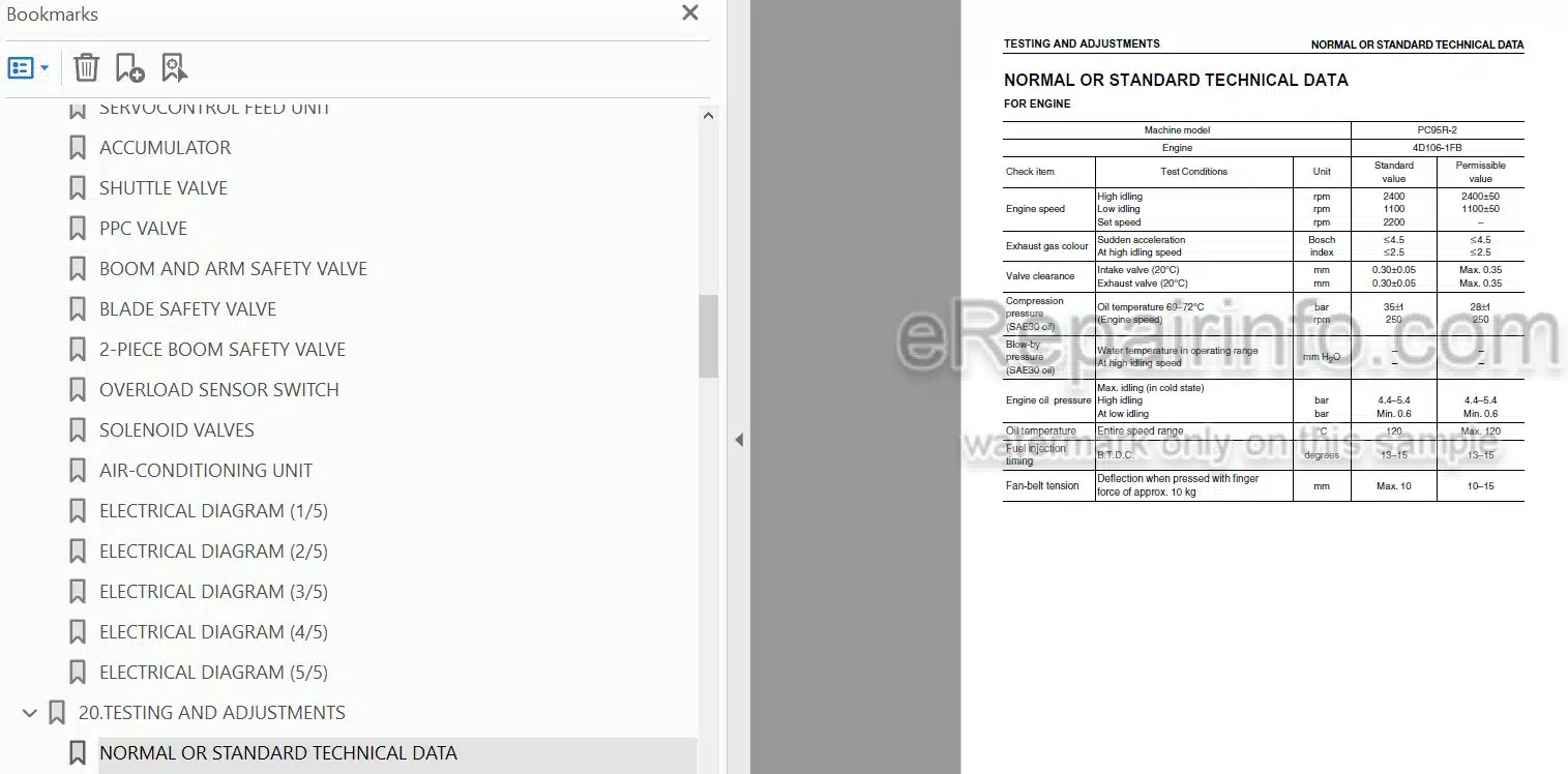 Photo 3 - Komatsu PC95R-2 Shop Manual Hydraulic Excavator WEBM001702 SN 21D5210001- 21D5220001-