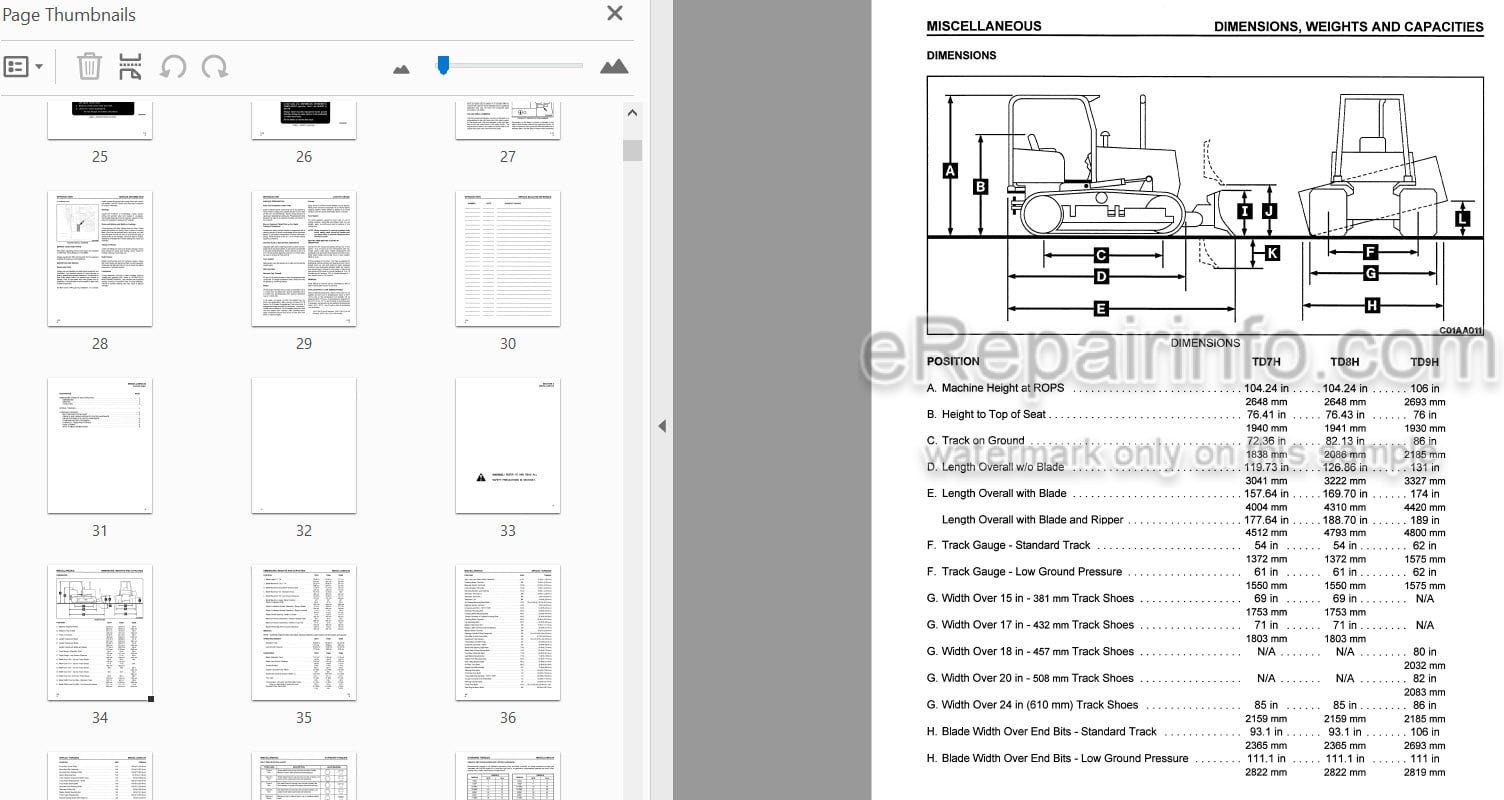 Photo 3 - Komatsu TD7H TD8H TD9H Shop Manual Crawler Tractor CEBM789H04 SN25501- 35501- 45501-