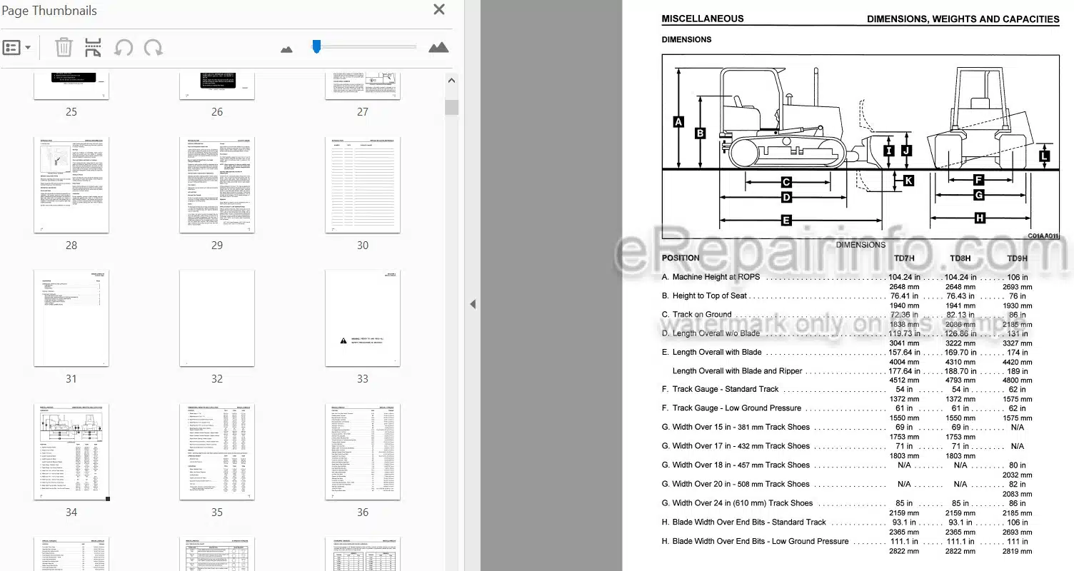 Photo 3 - Komatsu TD7H TD8H TD9H Shop Manual Crawler Tractor CEBM789H04 SN25501- 35501- 45501-