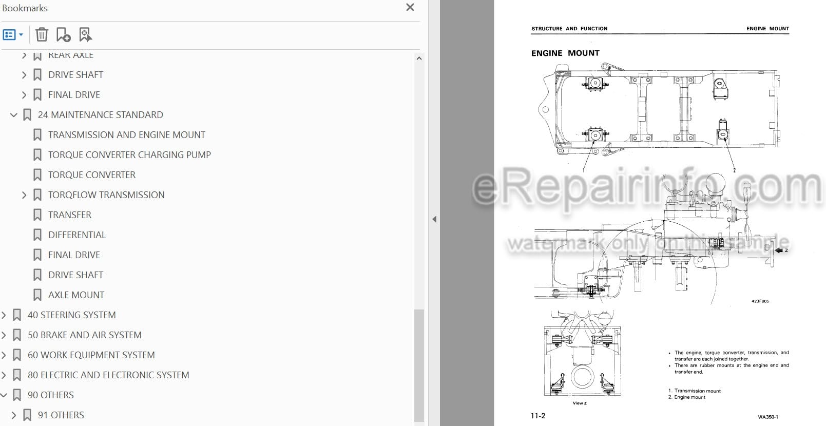 Photo 4 - Komatsu WA350-1 Shop Manual Wheel Loader SEBD04230107 SN 10001-