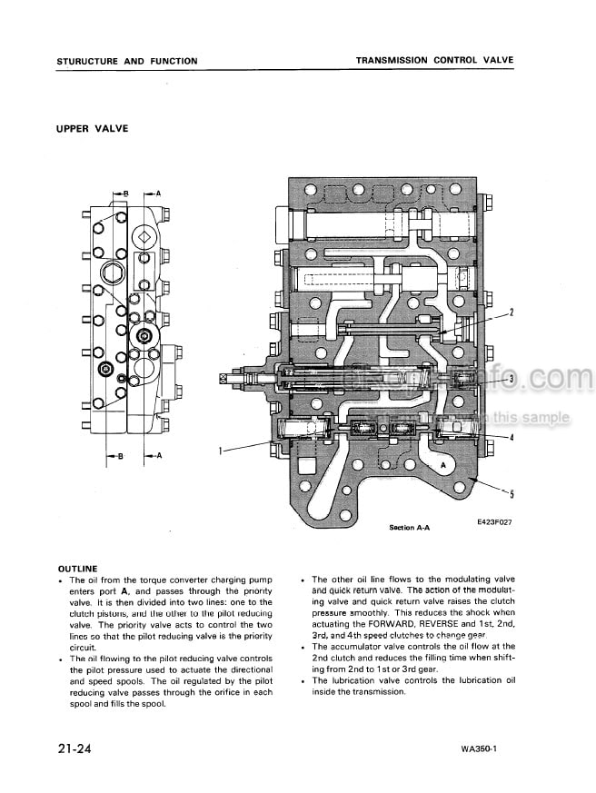 Photo 3 - Komatsu WA350-1 Shop Manual Wheel Loader SEBD04230107 SN 10001-