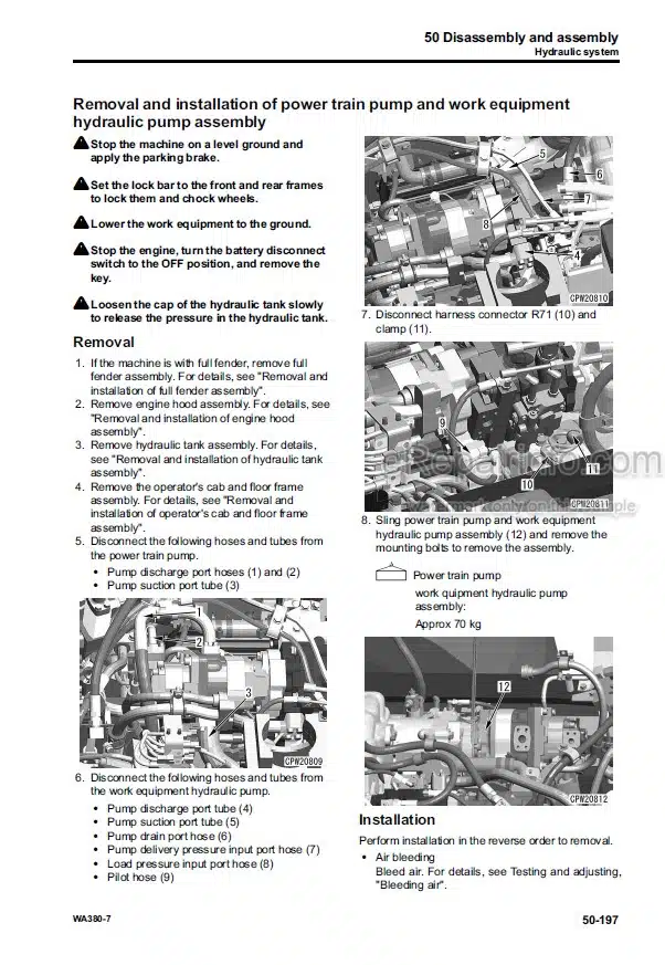 Photo 8 - Komatsu WA380-7 Shop Manual Wheel Loader SEN05650-01 SN 10001-