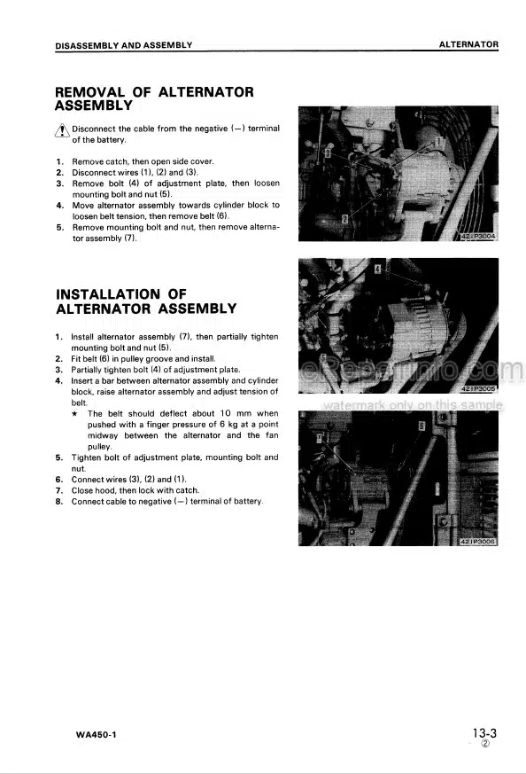 Photo 1 - Komatsu WA450-1 Shop Manual Wheel Loader SEBM04210108 SN 10001-