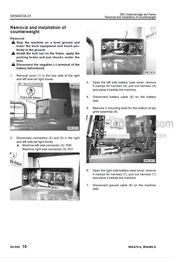 Photo 4 - Komatsu WA470-6 WA480-6 Shop Manual Wheel Loader SEN04409-06 SN 90001-