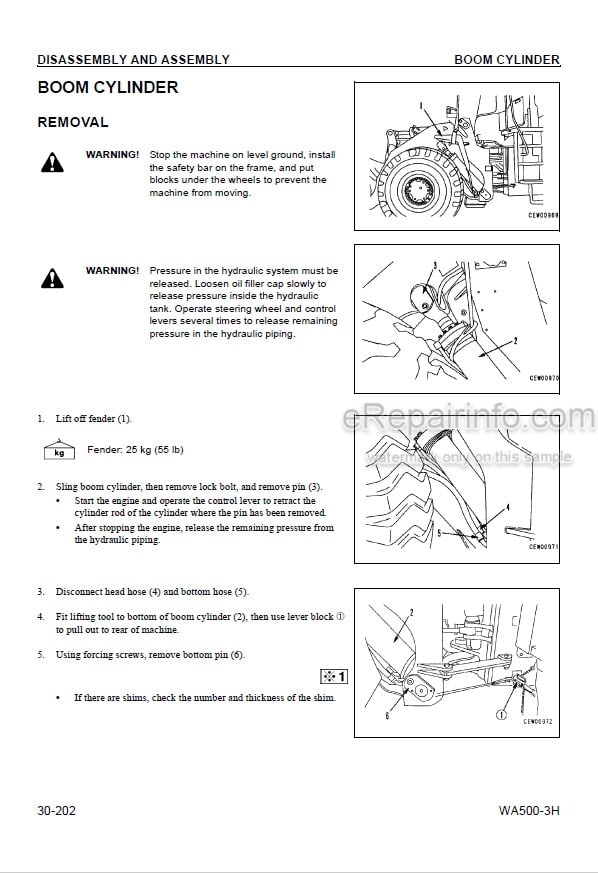 Photo 5 - Komatsu WA500-6 Shop Manual Stone Handling Spec Wheel Loader SEN05647-00 SN 55739-