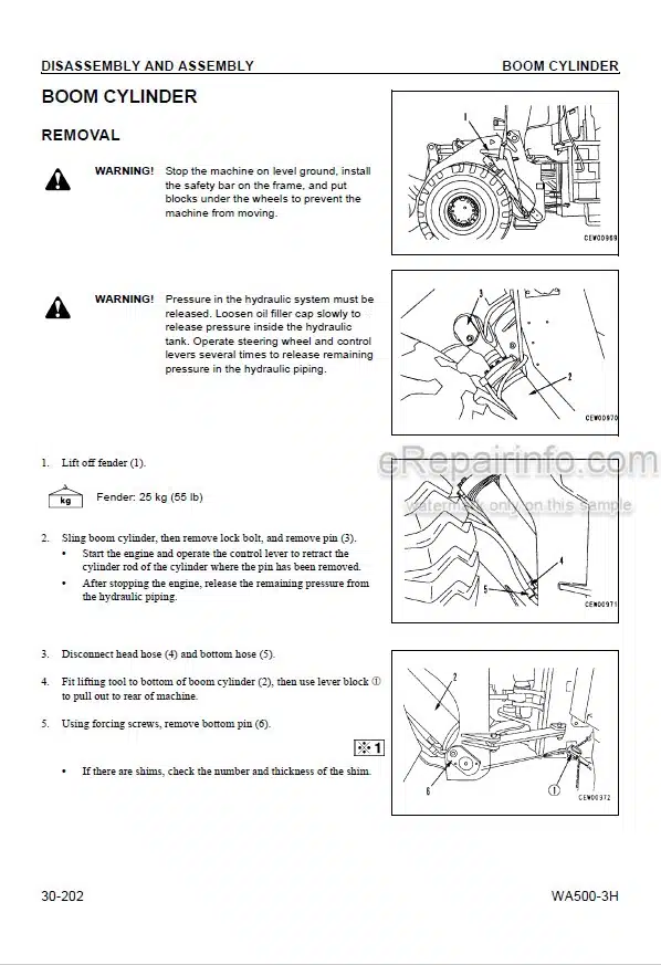 Photo 8 - Komatsu WA500-3H Shop Manual Wheel Loader VEBM500100 SN 20051-